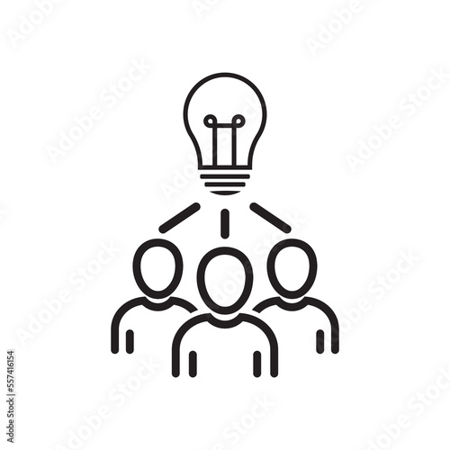 Blub brain and idea for planning strategy in business teamwork discussion, group interaction. working together in conference. Brainstrom icon. Vector illustration. design on white background. EPS10