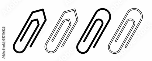 outline silhouette paper clip icon set isolated on white background