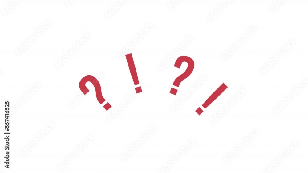 Animated question mark elements. Flat cartoon style HD video footage. Exclamation point. Emphasize emotion color illustration on white background with alpha channel transparency for animation Animated question mark elements. Flat cartoon style HD video footage. Exclamation point. Emphasize emotion color illustration on white background with alpha channel transparency for animation