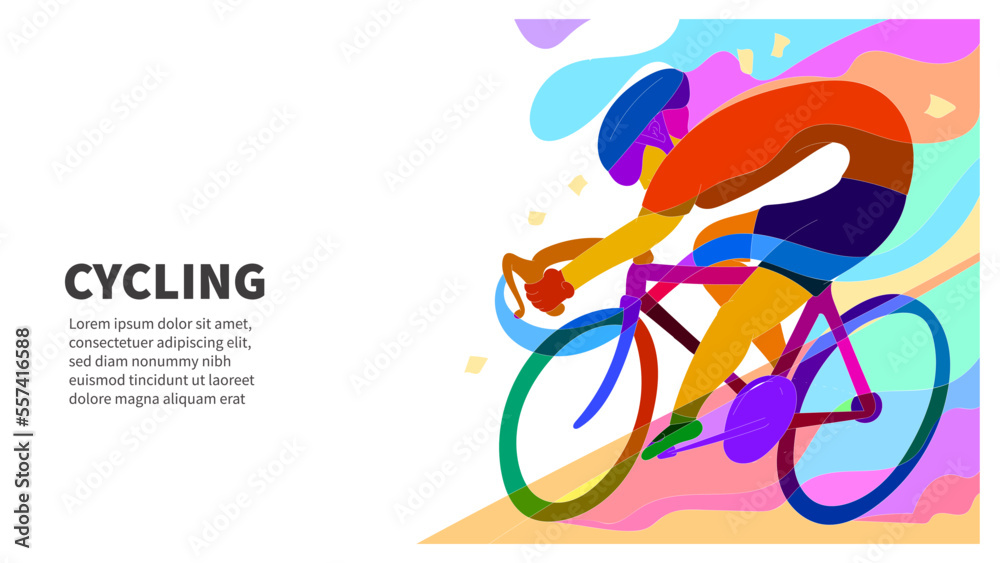 Fototapeta premium finish line cyclkist Colorful abstract geometric and fluid banner template. cycling abstract for marketing promotion material. vector illustration