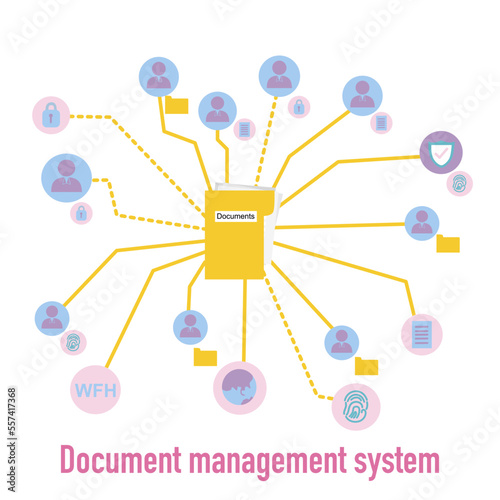 Document Management System (DMS) this show connection people sharing big data. vector illustration