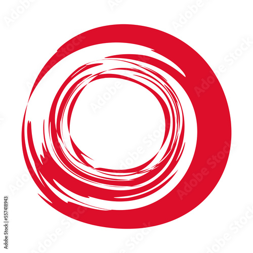 Hand painted red ink circle isolated on white background