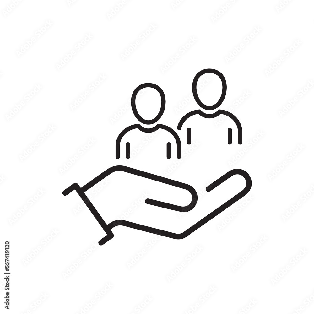 Care for employees line icon. Worker, person, hand. Human resource concept Care for employees line icon. Worker, person, hand. Human resource concept