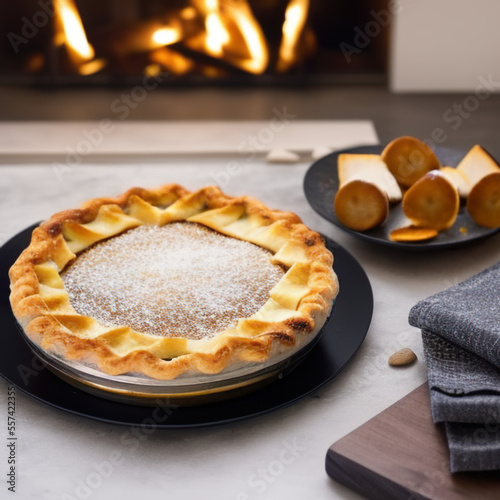 christmas pie in cozy winter christmas setting