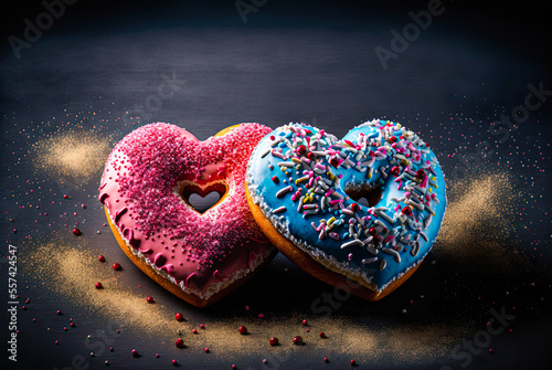 Fotografija Valentine's Day doughnuts. Generative AI