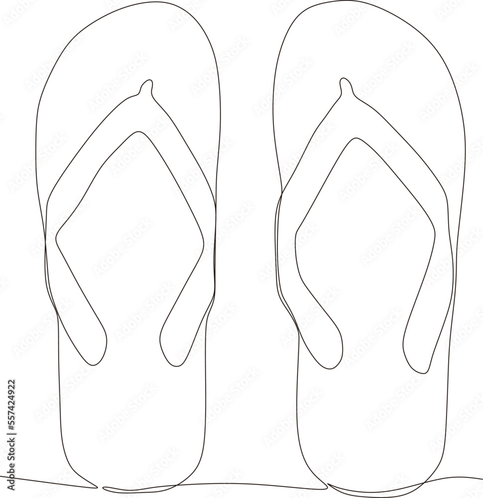 Obraz premium continuous line art drawing of flip flops black white