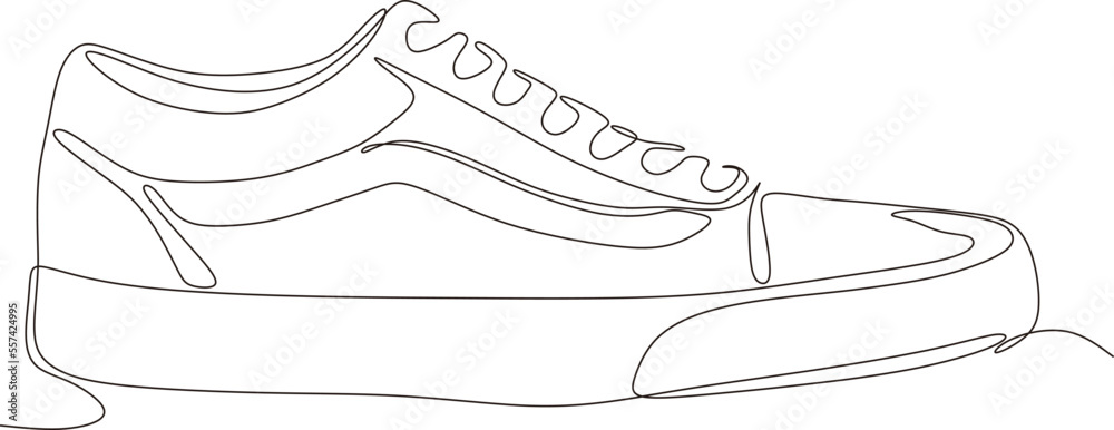 continuous line art drawing of shoes in black and white