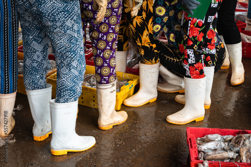 White Boots & Colorful PJs, The Fish Market Uniform, Luong Son Vietnam