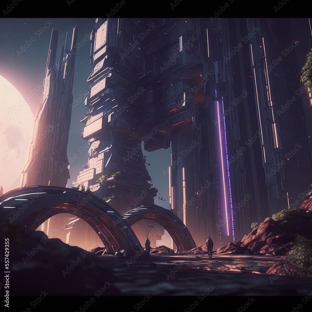 Ai generated art of a futuristic sophisticated city in the galaxy ...