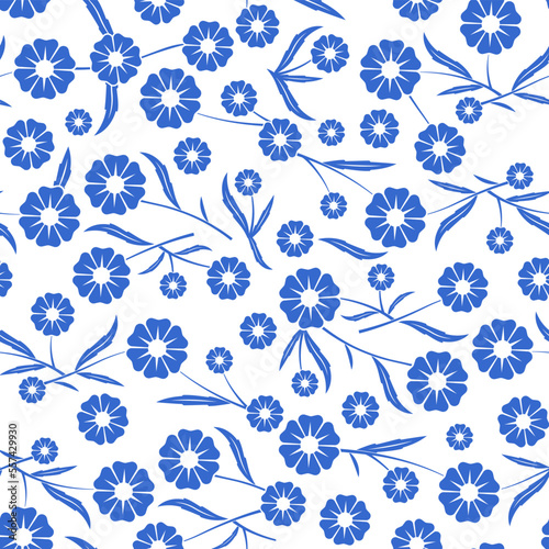 Blue Seamless Floral Pattern