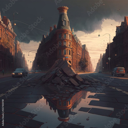 goodbye beloved city Oktyabrsky, a city of broken roads in the style of realism