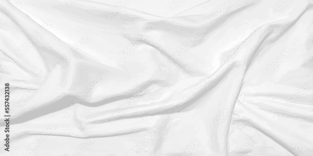 Obraz premium White wrinkled fabric. Light drape background. Picturesque folds. Vector design art