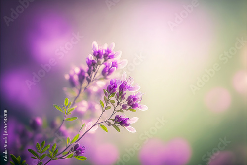 Floral illustration composed of small purple flowers on a spring background for a graphic banner and events associated with the eternal beauty of flowers.