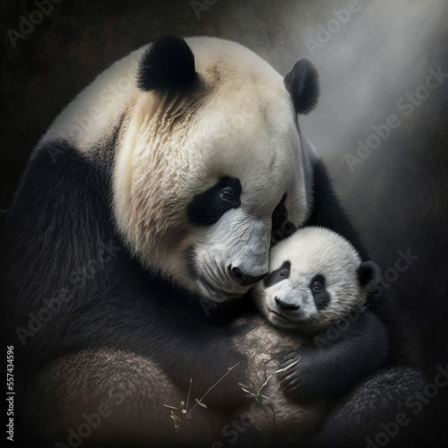 Fotografie giant panda bear with cub