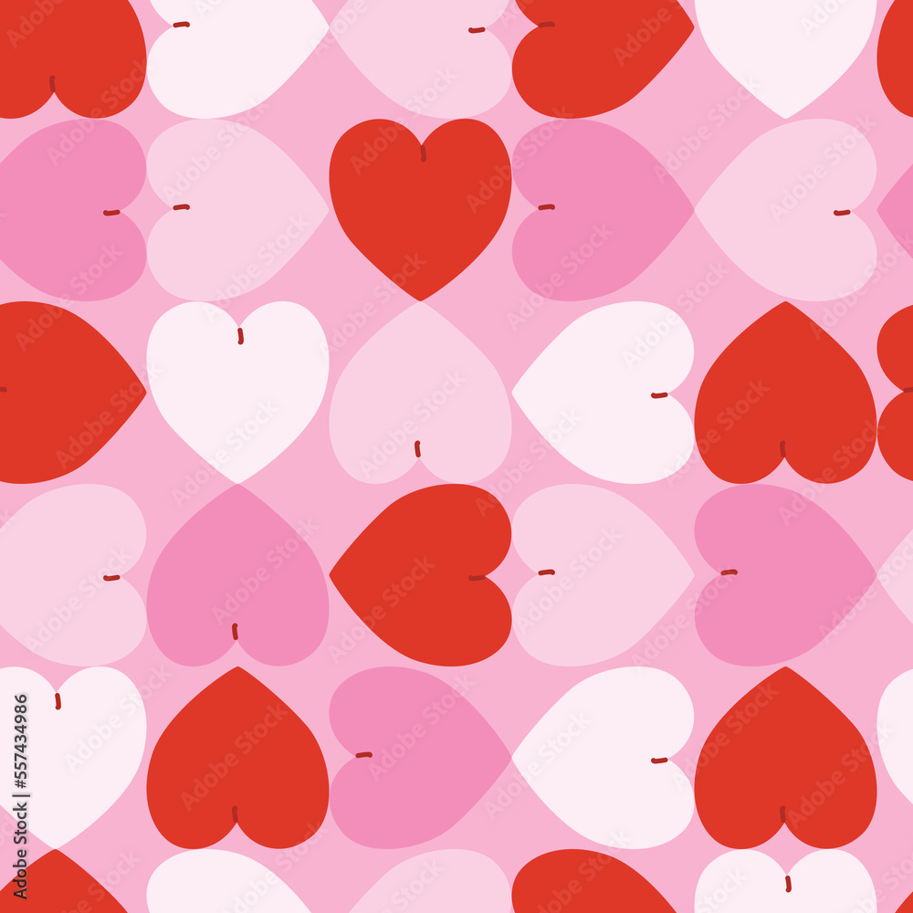 Seamless pattern with pink and red hearts. Vector design Seamless pattern with pink and red hearts. Vector design