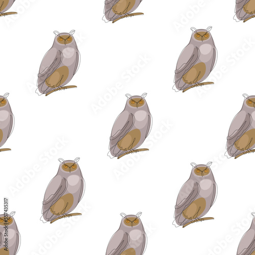 Cute owls seamless pattern with, bird background for kids stationery designs and clothing. photo