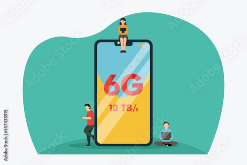 People use mobile phone with 6G network
