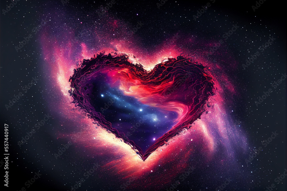 Heart shaped galaxy. AI generated Heart shaped galaxy. AI generated