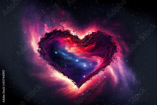 Heart shaped galaxy. AI generated