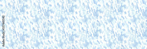 Winter white and blue background with abstract spots like military camouflage. Fabric pattern texture. 