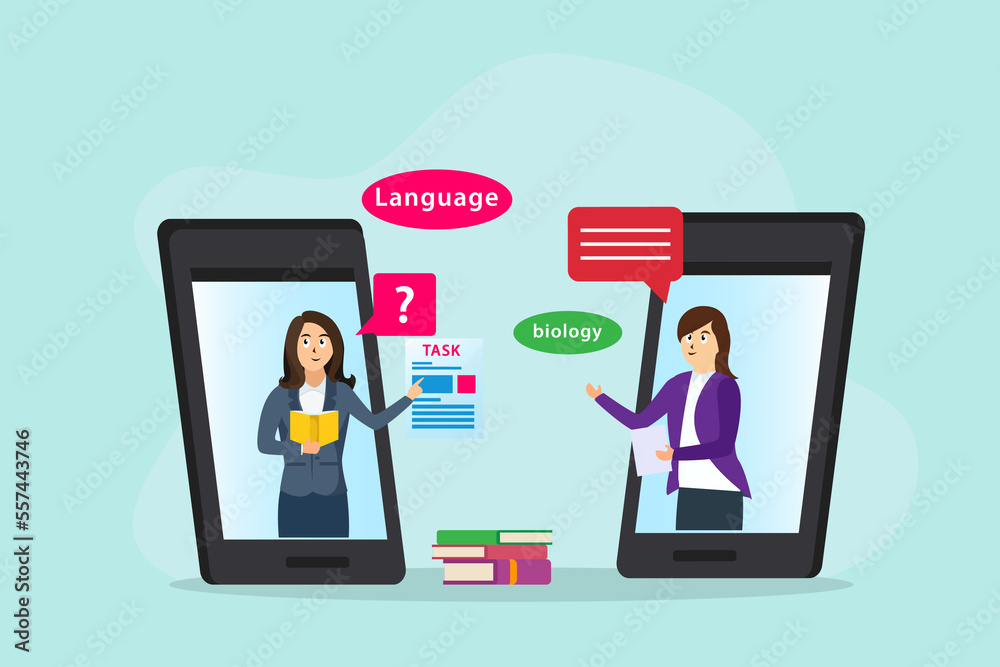 Online communication. Two businesswomen talking via video call. Online communication. Two businesswomen talking via video call.