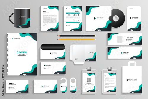Corporate branding identity with office stationery items and  Mockup set,Template design for industrial or technical company