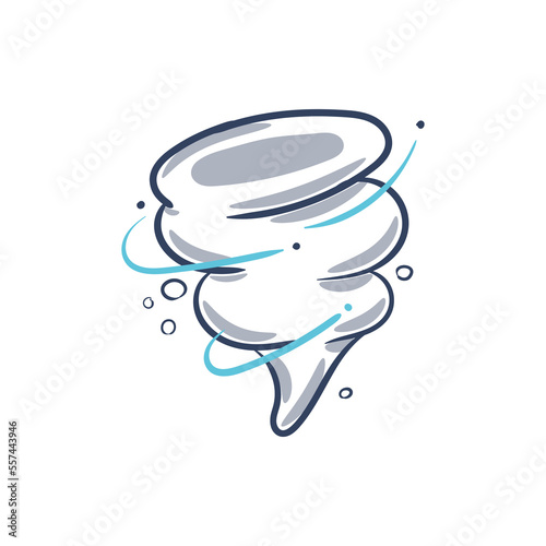 Tornado windstorm extreme weather icon doodle hand drawn. Hurricane drawing illustration vector