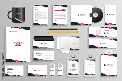 Corporate branding identity with office stationery items and  Mockup set,Template design for industrial or technical company photo