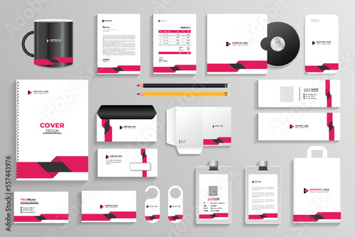Corporate branding identity with office stationery items and  Mockup set,Template design for industrial or technical company
