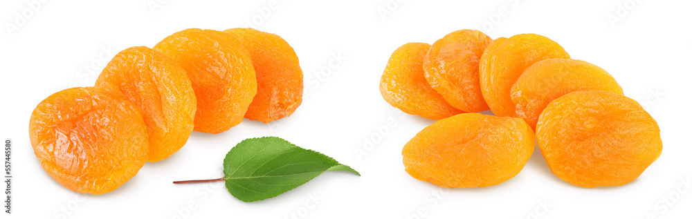Dried apricots isolated on white background with full depth of field. Dried apricots isolated on white background with full depth of field.