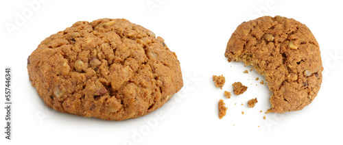 oatmeal cookies with flax  pumpkin and sunflower seeds with full depth of field. Top view. Flat lay