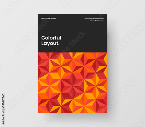 Clean mosaic shapes book cover template. Minimalistic annual report A4 vector design layout.