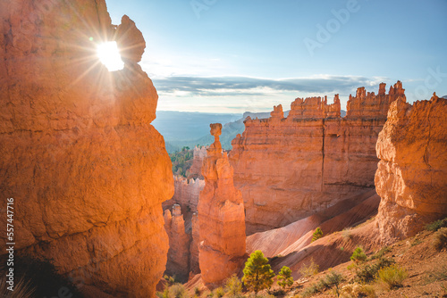 sun shining through sandstone wall in bryce canyon