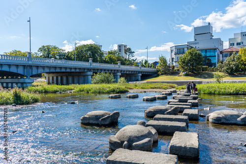京都の鴨川デルタの風景