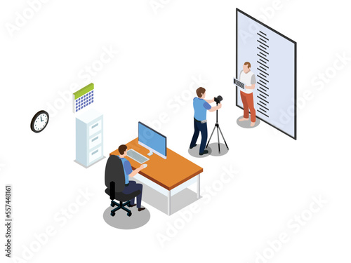Criminal police identification activity, 3d isometric vector concept