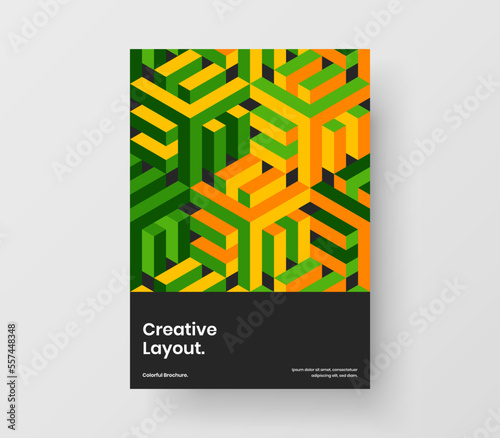 Fresh company cover design vector illustration. Trendy mosaic shapes annual report concept.
