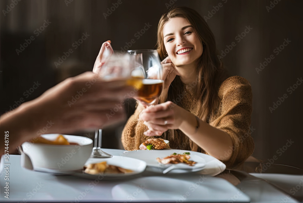 photography of a woman sitting at a table with a glass, hearts , love, heart, valentine, - AI Generated photography of a woman sitting at a table with a glass, hearts , love, heart, valentine, - AI Generated
