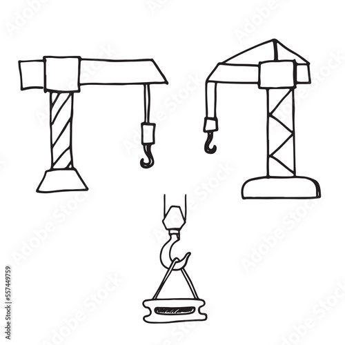 Hand drawn crane doodles vector illustration. For kids coloring book.