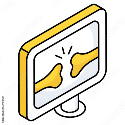 A flat design icon of broken bone 