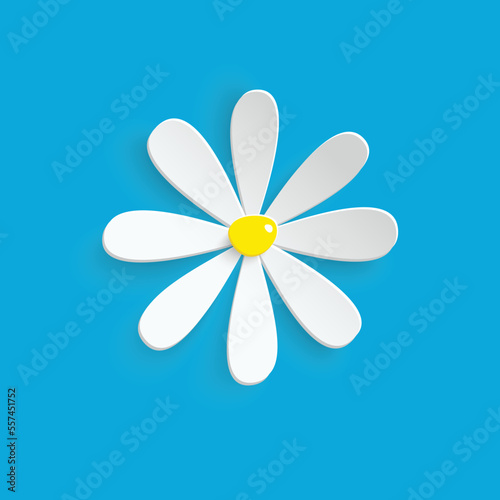 Paper flower. Chamomile are cut from paper. Daisy on a white background. Wedding decorations.