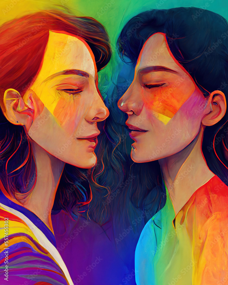 Fototapeta premium LGBTQ. Gay pride design. Homosexual relationships, A diverse community of modern gay, lesbian, bisexual, transgender. An emotion-filled close-up image