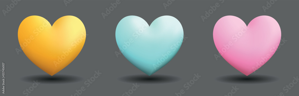 Emoji set of hearts in different colors