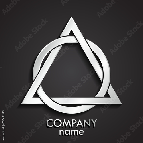 3d geometric circle and triangle silver metal logo design