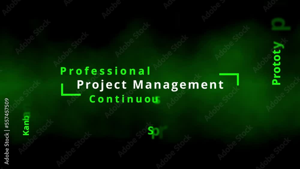 Professional agile Project management word cloud and agility tag cloud with recommended methods and advices to improve processes and project realization conceptual tags technical terms scrum sprints