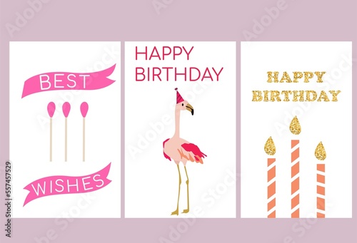 Happy birthday greeting card templates.Girls party cards