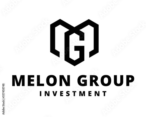 Melon group MG letter logo design elements