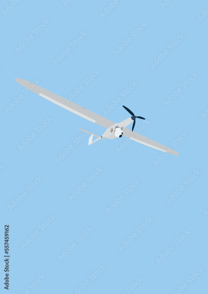 illustration of war drone with camera flying isolated on blue. illustration of war drone with camera flying isolated on blue.