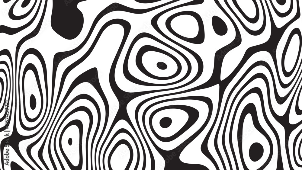 Fototapeta premium Black and white line pattern abstract background texture. Curvy and wavy backdrop.