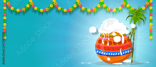 Illustration of Happy Pongal Holiday Festival of South Indian Greeting Background