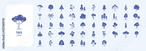 Tree vector icons, wooden trunk and outline branches